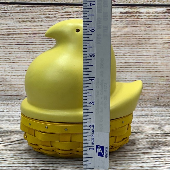 Longaberger Peeps Candy Dish Basket Yellow Ceramic Lid 2012 VLP Signed - Picture 9 of 10